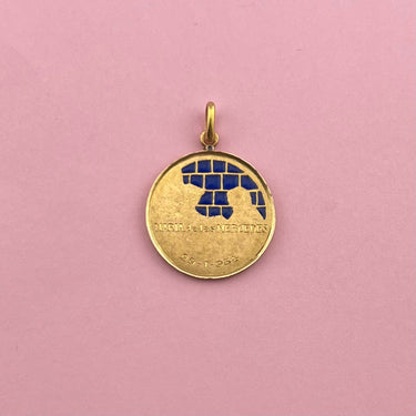 1934 Baptism Medallion with Plique-a-Jour Enamel