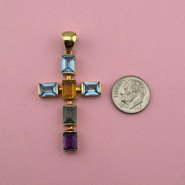 Large Gemstone Cross Pendant