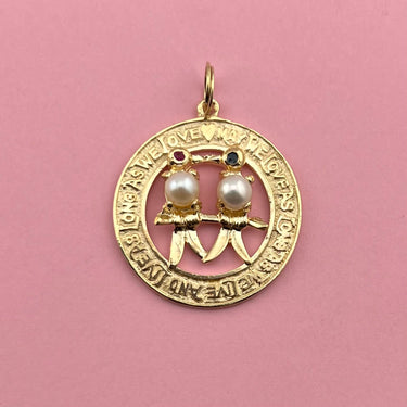 "May We Love and Long As We Live" Lovebirds Medallion