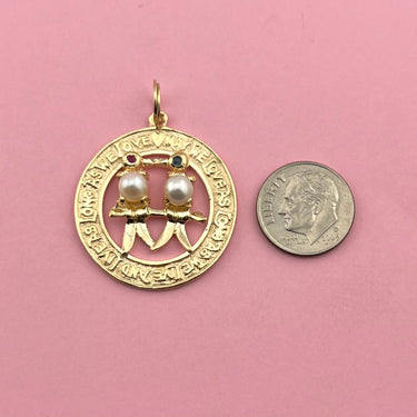 "May We Love and Long As We Live" Lovebirds Medallion