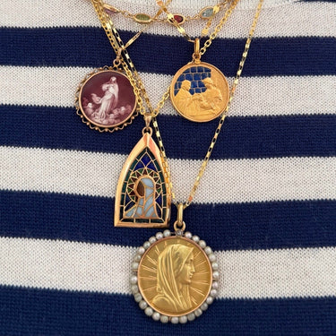 1934 Baptism Medallion with Plique-a-Jour Enamel