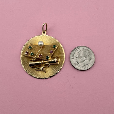 Graduation Cap and Diploma Medallion with 1965 Engraving