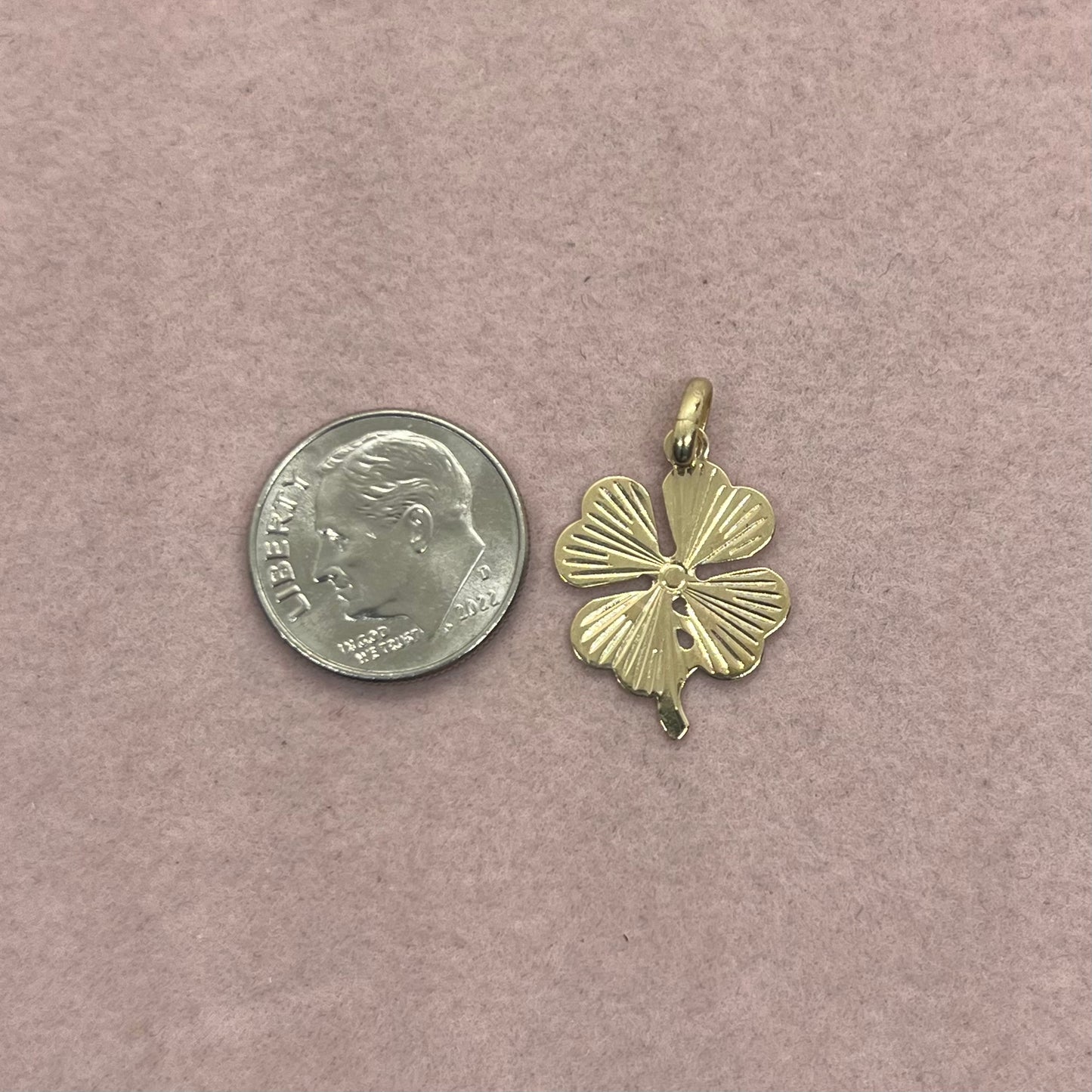 Engine-Turned Four Leaf Clover Charm