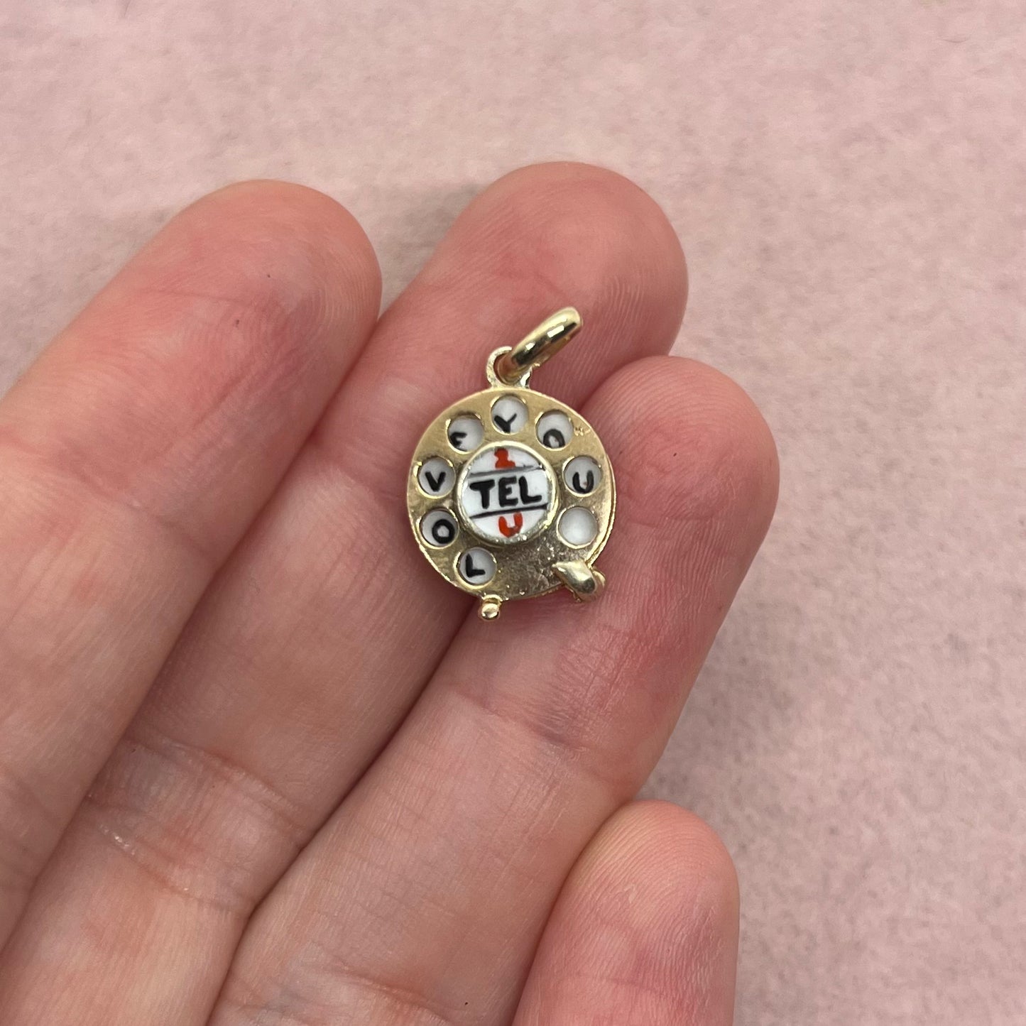 'I Love You' Enamel Rotary Phone Charm