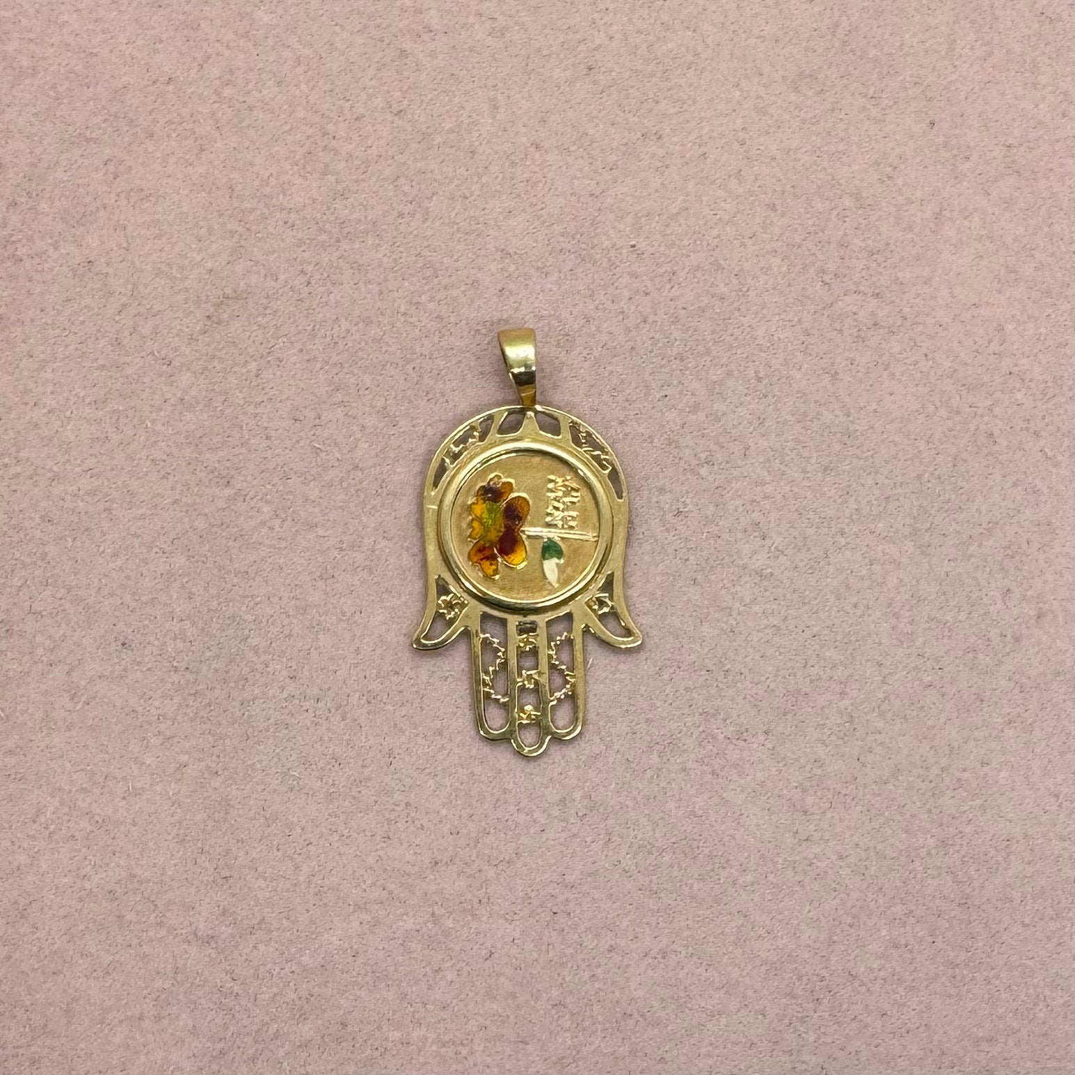 Hamsa Pendant with Colorful Enamel Coin