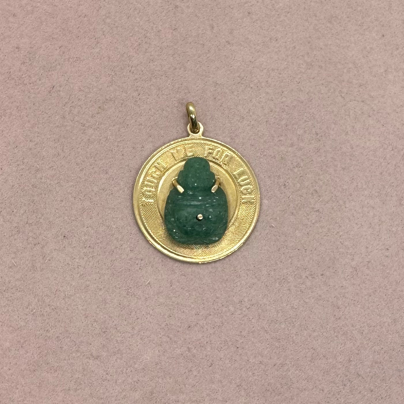 'Touch Me For Luck' Jade Buddha Medallion