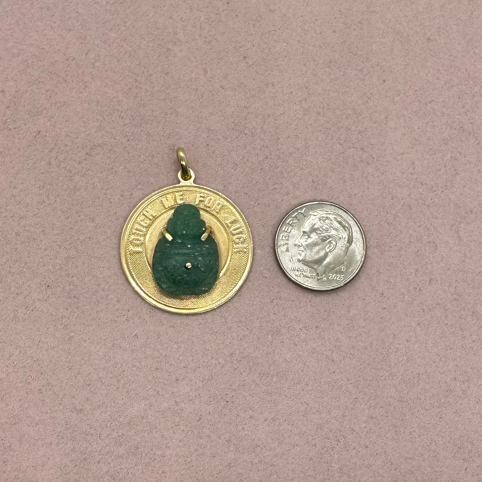 'Touch Me For Luck' Jade Buddha Medallion