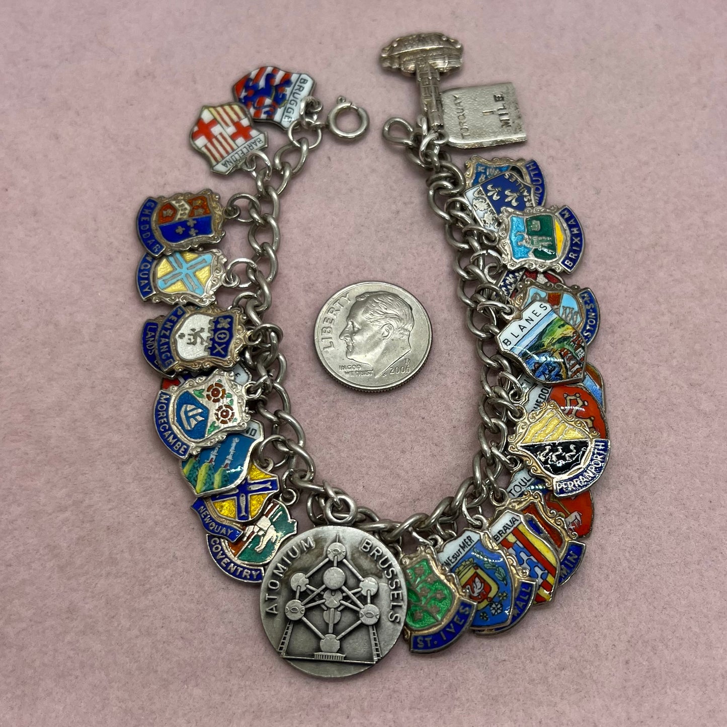 Silver Travel Charm Bracelet (Option 3- Barcelona, Brussels, Florence, etc.)