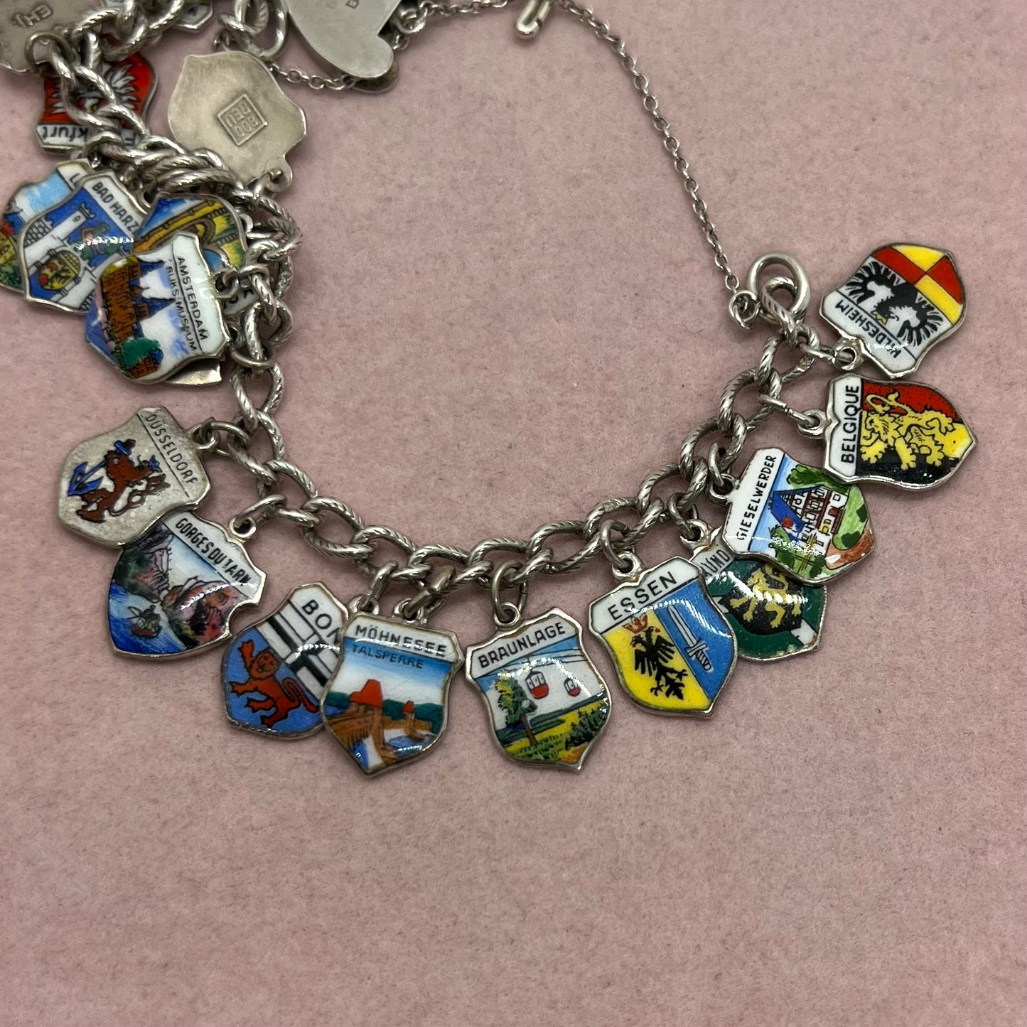 Silver Travel Charm Bracelet (Option 4- Frankfurt, Luxembourg, the Amsterdam Rijksmuseum, etc.)
