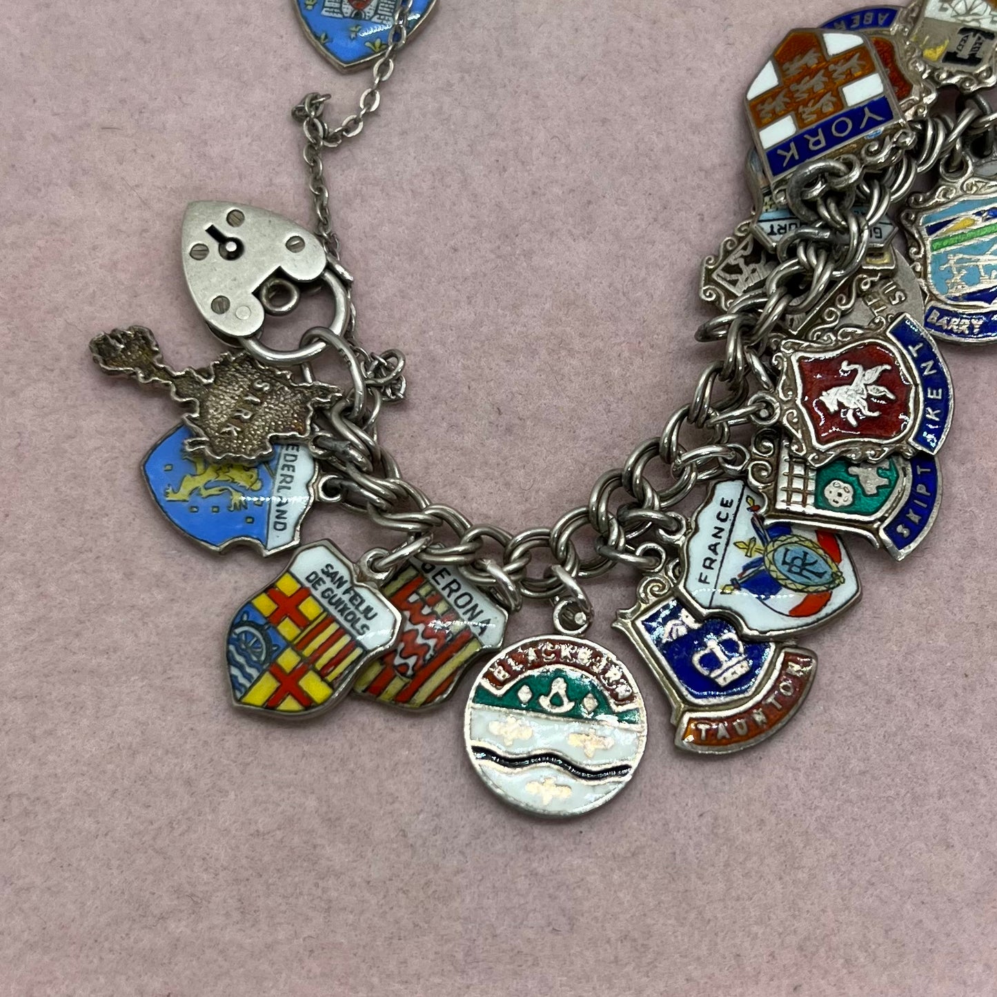 Silver Travel Charm Bracelet (Option 6- France, the Netherlands, Spain, etc.)