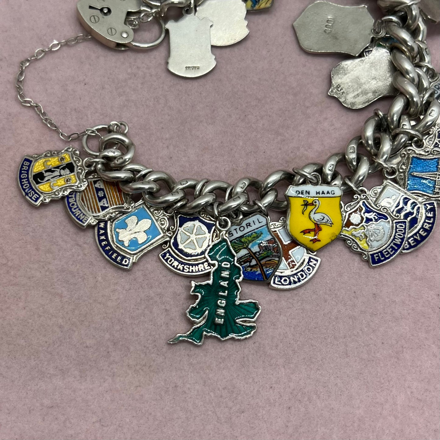 Silver Travel Charm Bracelet (Option 8- England, Spain, Athens, Cascais, Mallorca, Seville etc.)