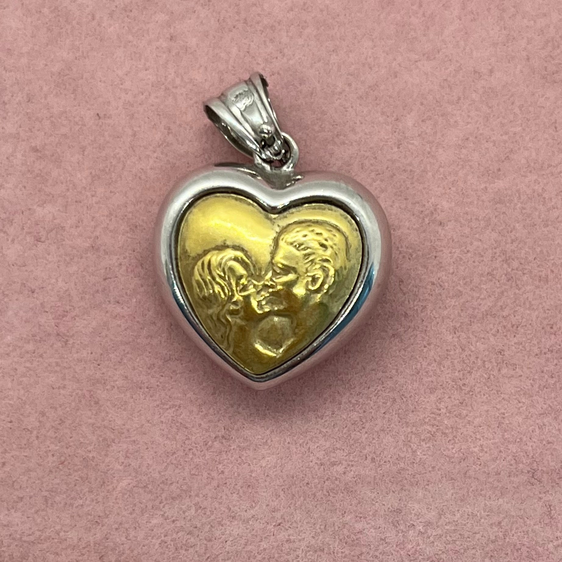 Kissing Couple Two-Toned Heart