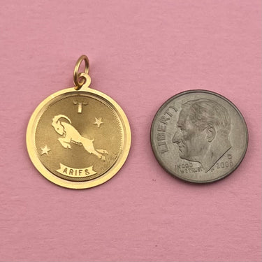 Aries Engine Turned Medallion with Stars