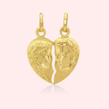 Man and Woman Breakable Heart Pendant