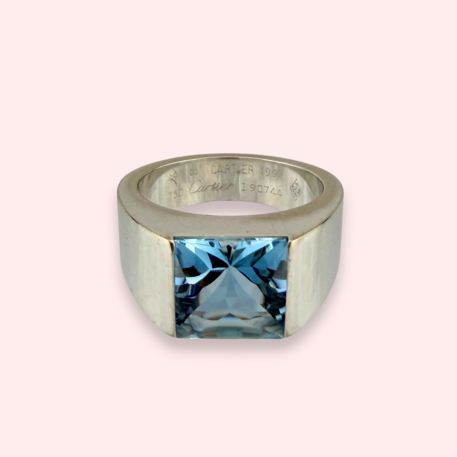 Large Aquamarine Cartier Tank Ring