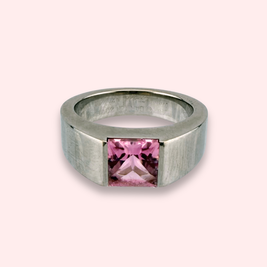 Small Tourmaline Cartier Tank Ring