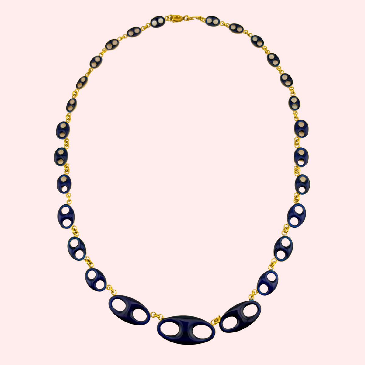 Blue Enamel Mariner Link Necklace