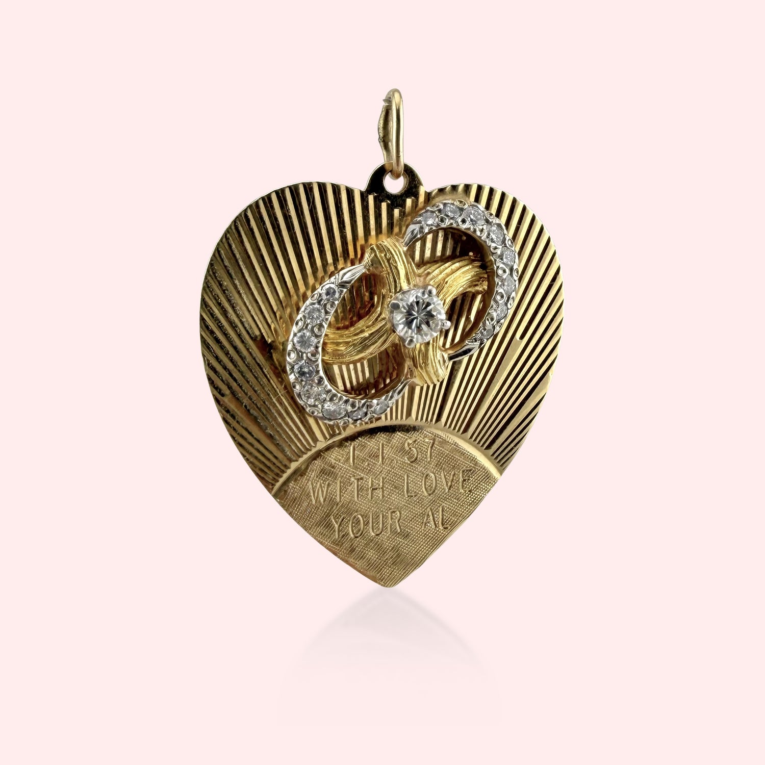Diamond Engine Turned Heart Pendant