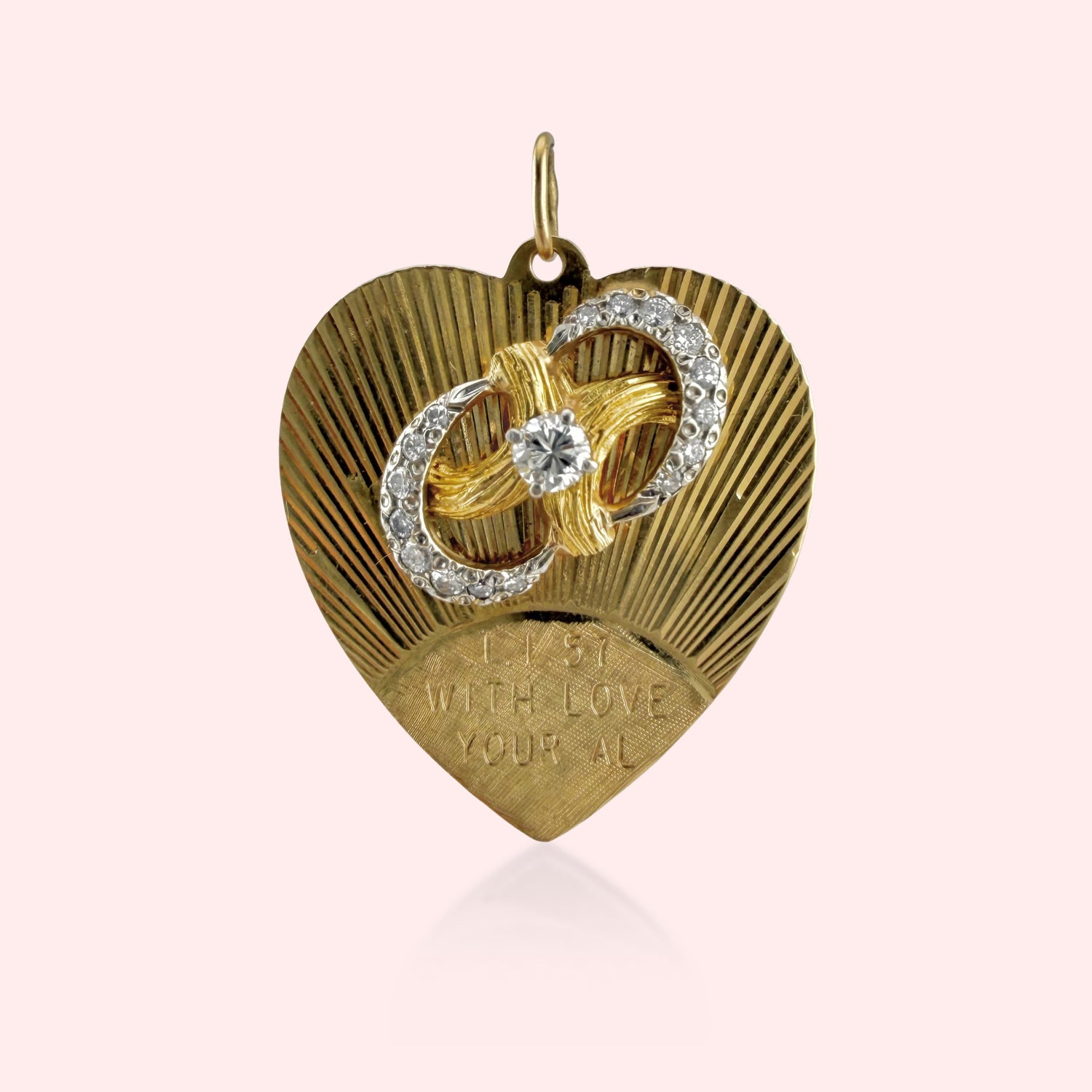 Diamond Engine Turned Heart Pendant