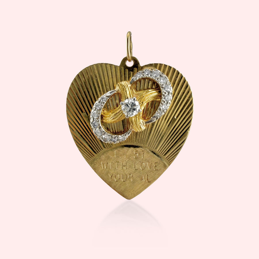 Diamond Engine Turned Heart Pendant