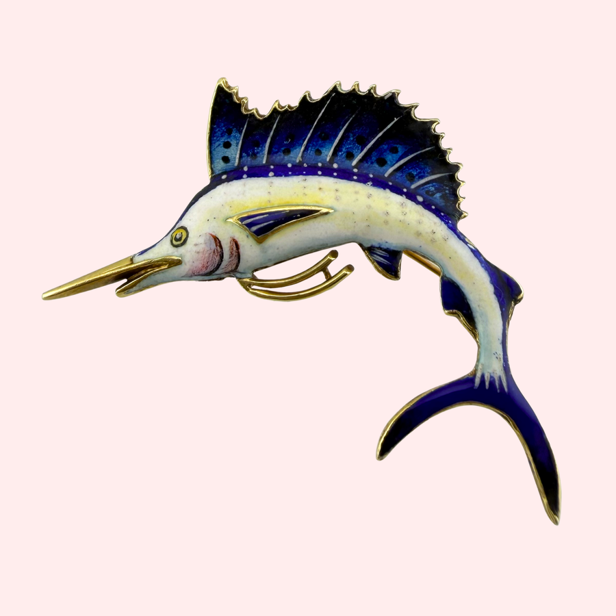 Enamel Marlin Brooch