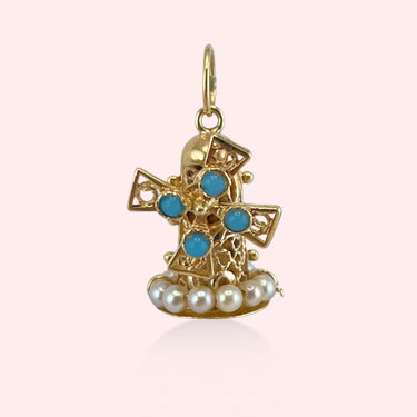 Turquoise and Pearl Windmill Charm