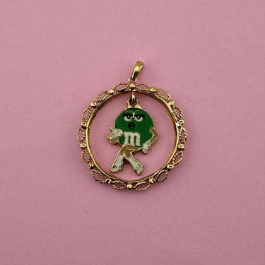Green M&M Dangling Medallion