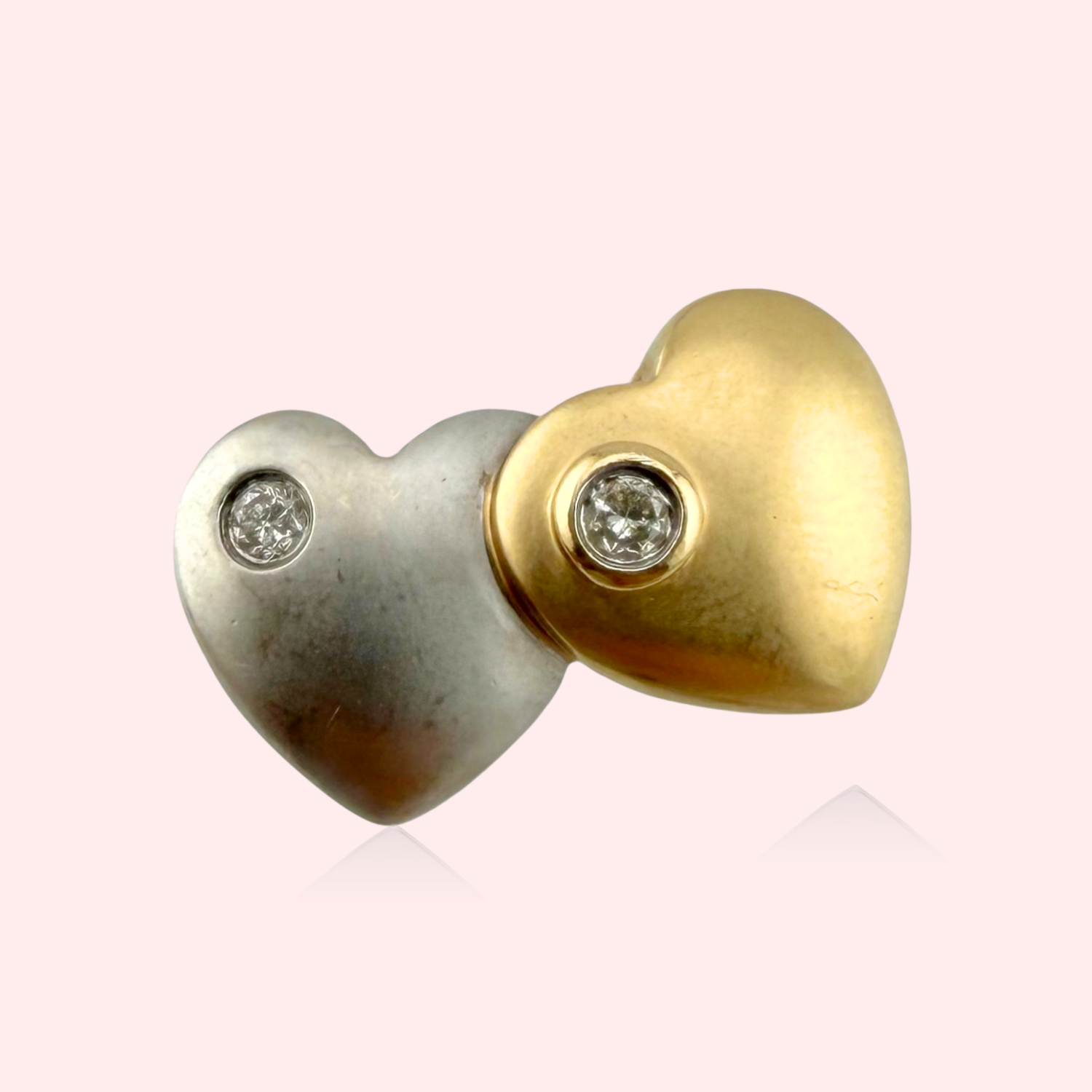 Two-Toned Diamond Heart Charm