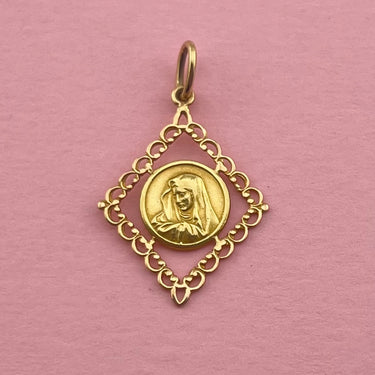 Diamond Cut-Out Mother Mary Pendant by Unoaerre