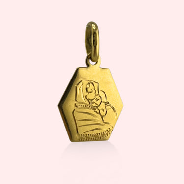 Hexagonal Mother Mary and Child Pendant