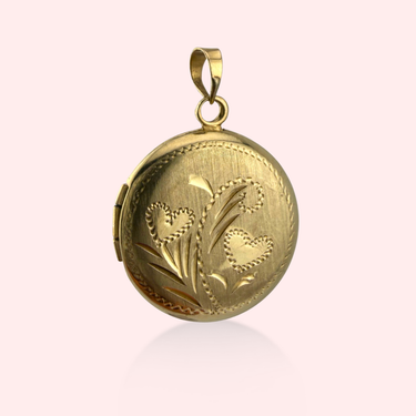 Circle Locket with Heart Engravings