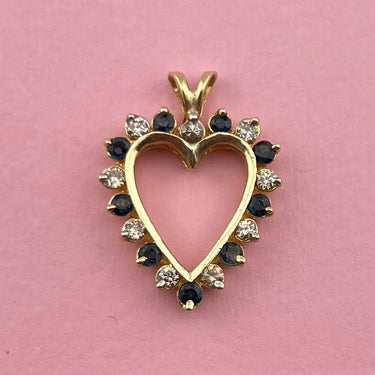 Large Classic Diamond and Topaz Heart Pendant