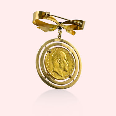 1904 King Edward 22k Coin with Bow Pin