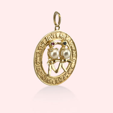 "May We Love and Long As We Live" Lovebirds Medallion