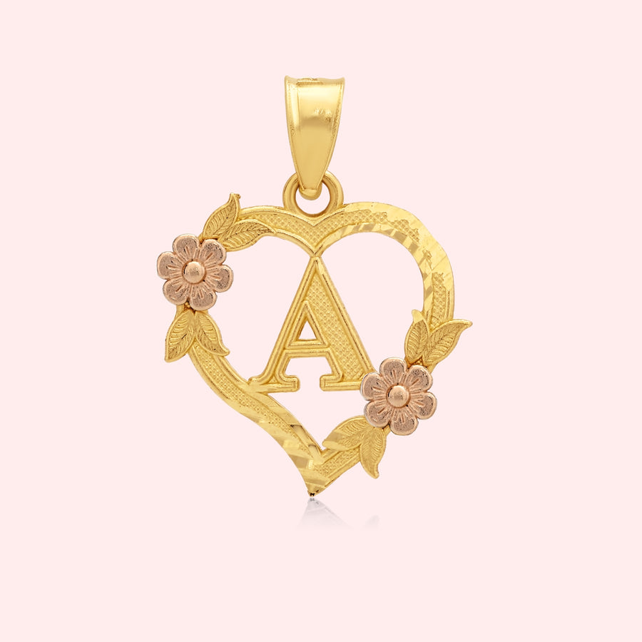 Flower Heart Letter Pendant