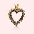 Large Double-Row Diamond and Topaz Heart Pendant