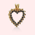 Large Double-Row Diamond and Topaz Heart Pendant