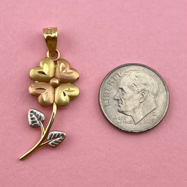 Four Leaf Clover Tri-Tone Pendant