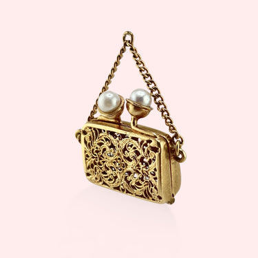 Hinged Purse Pendant with Pearls