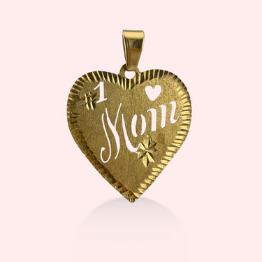#1 Mom Cut-out Heart Medallion