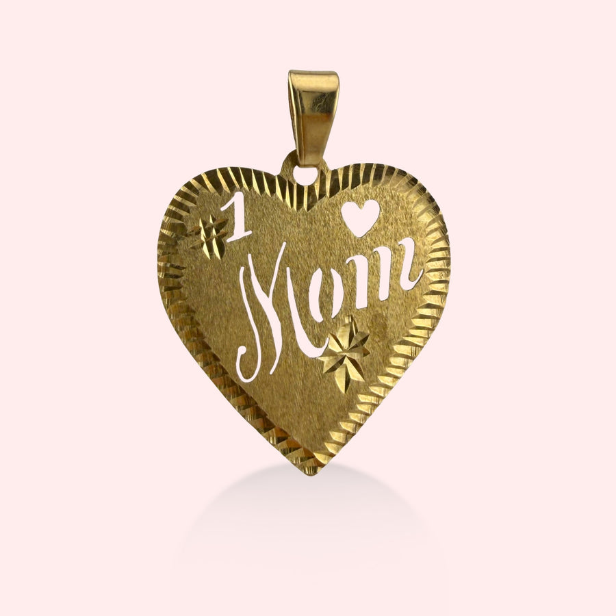 #1 Mom Cut-out Heart Medallion