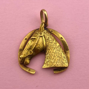Large 1968 Engraved Horse Pendant