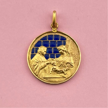 1934 Baptism Medallion with Plique-a-Jour Enamel