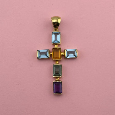 Large Gemstone Cross Pendant