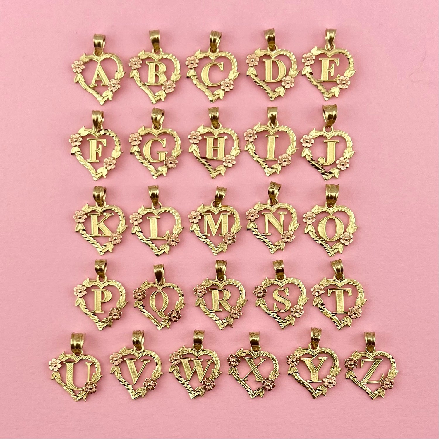 Flower Heart Letter Pendant