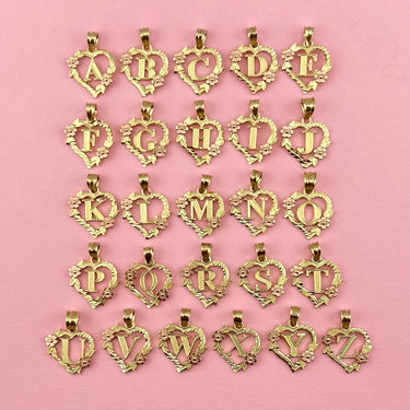 Flower Heart Letter Pendant