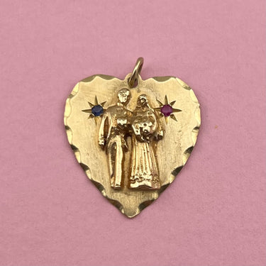 Bride and Groom Heart Engraved Pendant