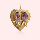 Amethyst Lovebirds Heart Pendant