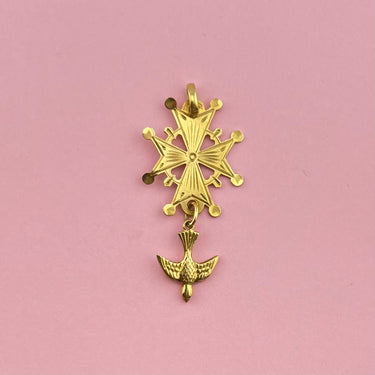 Cross with Dangling Dove Pendant