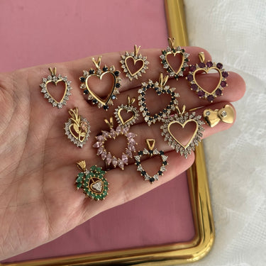 Ornate Emerald and Diamond Heart Pendant